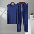thumbnail image 2 of Men's Modal Sleepwear Sets Sleeveless Tank Top with Matching Pajama Pants Soft Comfortable Loungewear for Big Men Size 5XL Blue, 2 of 5