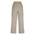 thumbnail image 7 of KHONTS Women's Linen Pants with Cargo Pockets Straight Wide Leg Summer Pants Elastic High Waist Casual Trousers White XL, 7 of 7