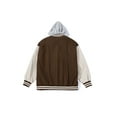 thumbnail image 4 of 1PA1 Men/Women Varsity Jacket Casual Bomber Jacket Hooded Baseball Jacket,Brown,S, 4 of 15