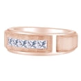 thumbnail image 2 of AFFY Father's Day Gift 3/4 Carat Princess White Natural Diamond Five Stone Men's Wedding Band Ring In 14k Solid Rose Gold (0.75 Cttw) Ring Size-10, 2 of 2