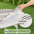 thumbnail image 5 of Boho Floral Motif Round Tablecloth with Elastic Band, 44 Inch Fits 38"-42" Tables, Spill Resistant for Picnic, Party, and Kitchen Use, 5 of 7