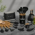 thumbnail image 3 of Kitchen Cooking Utensils Set, 33 pcs Non-stick Silicone Cooking Kitchen Utensils Spatula Set with Holder, Wooden Handle Silicone Kitchen Gadgets Utensil Set (Black), 3 of 7