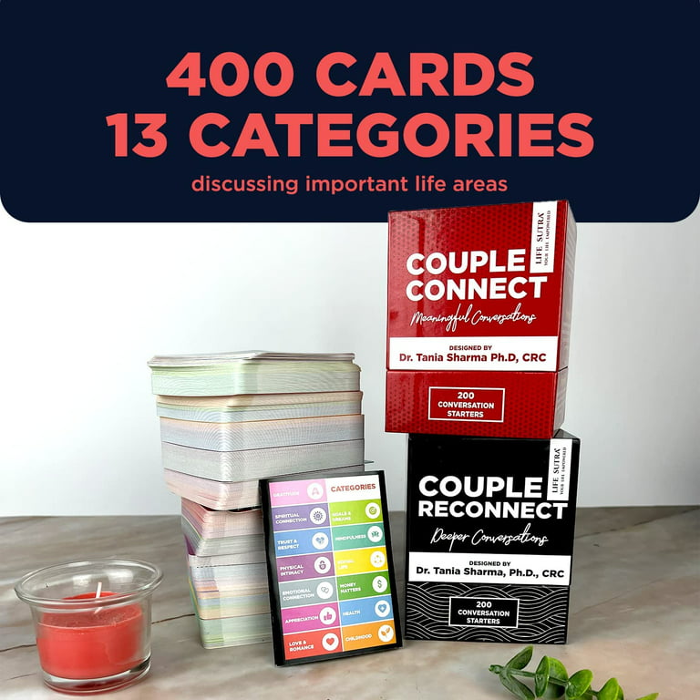 Life Sutra Couple Games - by USA Psychologist - 400 Conversation Starters and Activities - Improve Communication | Romance and Trust - Card Game for