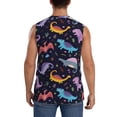thumbnail image 4 of Uemuo Cartoon Dinosaur Pattern Men's Sleeveless T-Shirt,Muscle Athletic Tank Top, Moisture-wicking Quick-dry Breathable Classic Tee Top for Gym Run Outdoor Sports-XX-Large, 4 of 8