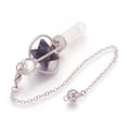 thumbnail image 3 of Natural Gemstone Dowsing Pendulums with Platinum Tone Brass Findings Merkaba Star 257mm Hole: 2mm, 3 of 3