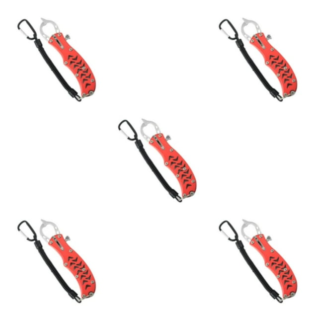 mmirethe Stainless Steel Fish Grip Aluminum Alloy Fish Lip Holder Multifunction Lure Pliers Controller Rustproof Accessory Red 5PCS