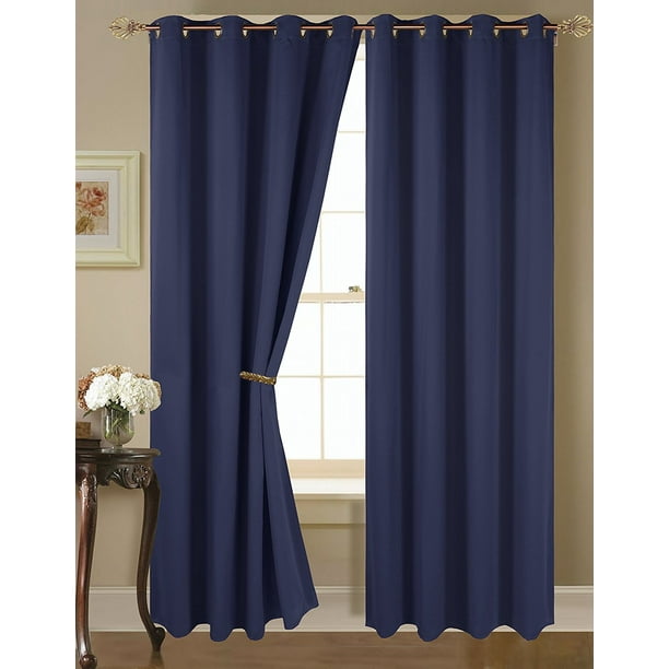 Navy Blue Curtain Panels With Grommets Two Birds Home