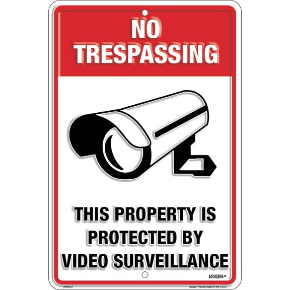 Hangtime No Trespassing Video Surveillance 8x12 Parking Sign