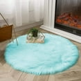 thumbnail image 2 of Mucky Cat Round Rug,Small Circle Faux Sheepskin Fur Rug Fluffy Boho Plush Rug Cute Furry Rugs for Bedroom Cushion Home Decor,Machine Washable,Lake Blue,39"., 2 of 7