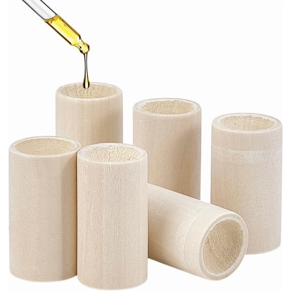6pcs Wooden Essential Oil Diffuser Small Wood Fragrance DIffusers Round Wooden Aromatherapy Diffuser for Home Bedroom Office Toilet
