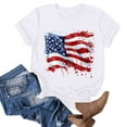 thumbnail image 4 of Danhjin White Plus Size Americans Flag T Shirt Women 4th of July Shirts Raglan Short Sleeve Patriotic Tee Tops, 4 of 4