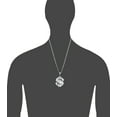 thumbnail image 2 of Large Sterling Silver Dollar Sign Charm Pendant Necklace 8.5 Grams 2.1 Inches with Diamond Cut Finish and 24 Inch Figaro Chain, 2 of 2