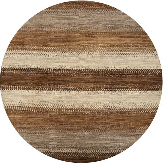 Ahgly Company Indoor Round Contemporary Saddle Brown Abstract Area Rugs, 7' Round