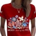 thumbnail image 4 of Levmjia Women Summer Casual Short Sleeve Anniversary T-Shirt Vintage American Flag Butterfly Floral Print Round Neck Patriotic Top Shirt, 4 of 5