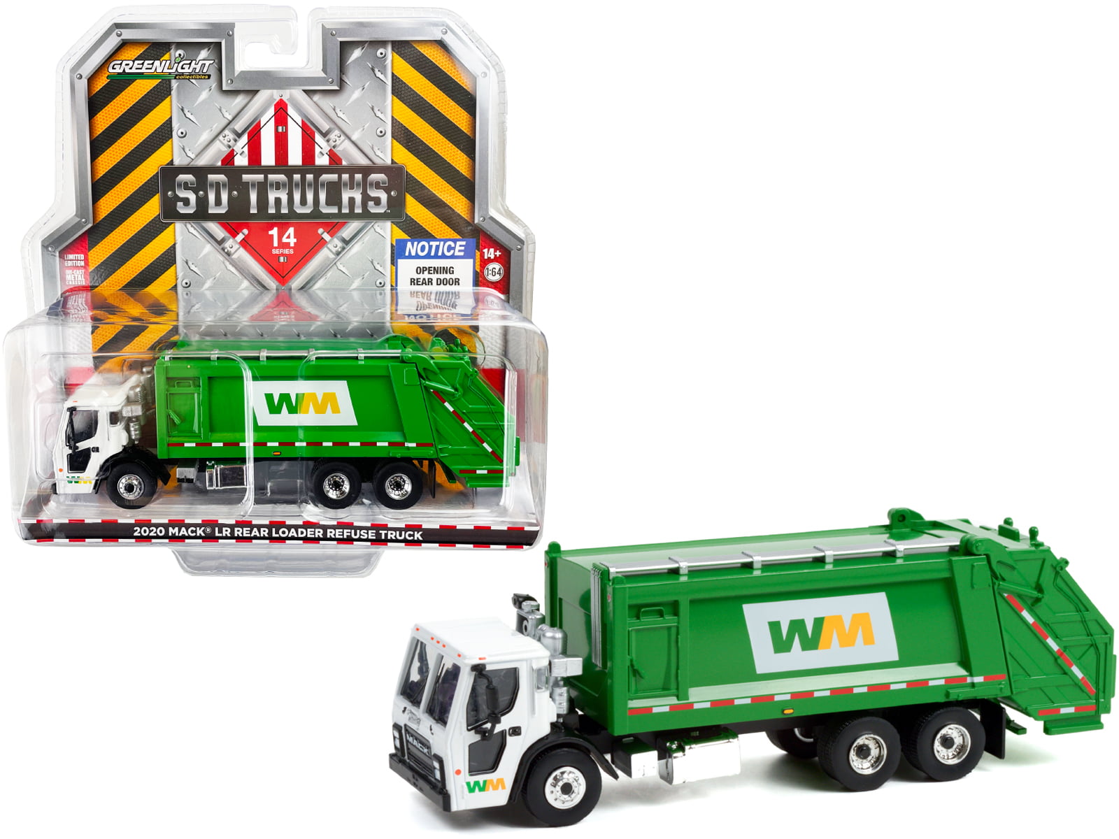 1:64 2020 Mack LR Garbage Trash Truck Waste Management Green White 