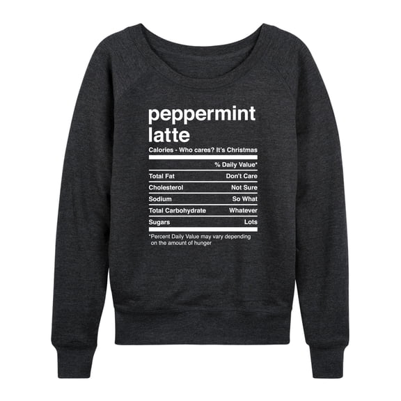 Instant Message - Christmas Peppermint Latte Nutrition  - Women's Lightweight French Terry Long Sleeve Shirt
