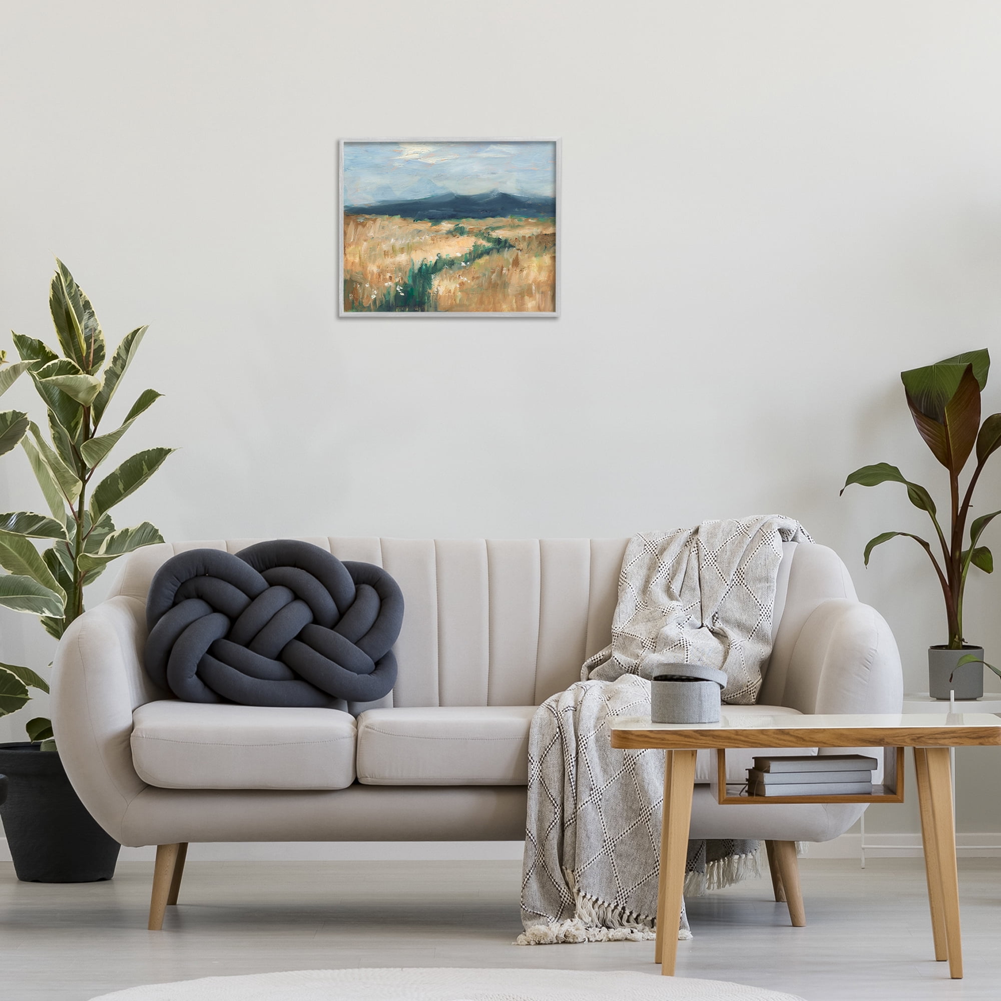 Stupell Industries Mountainous Trail Landscape Landscape Painting Gray Framed Art Print Wall Art, 20 x 16