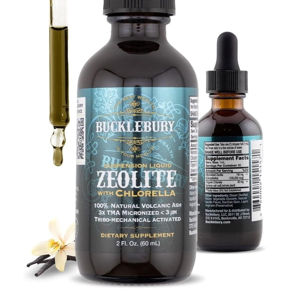 Bucklebury Zeolite Liquid Suspension w/Chlorella - Detox, Immune System and Digestive Tract Health Support for Kids and Adults (60 Servings)