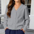 thumbnail image 6 of AUDeals Boys Girls Knit Cardigan V-Neck Long Sleeve Button Sweater Knitted Cotton School Uniform Preppy Fall Ribbed Sweater Jacket Tops (Light Ashy, 11-12 Years), 6 of 7