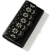 Wallet Women Small Compact Ladies Wallet Card Holder Bifold Pu Leather Mini Wallet Card Holder(Style3-Black)