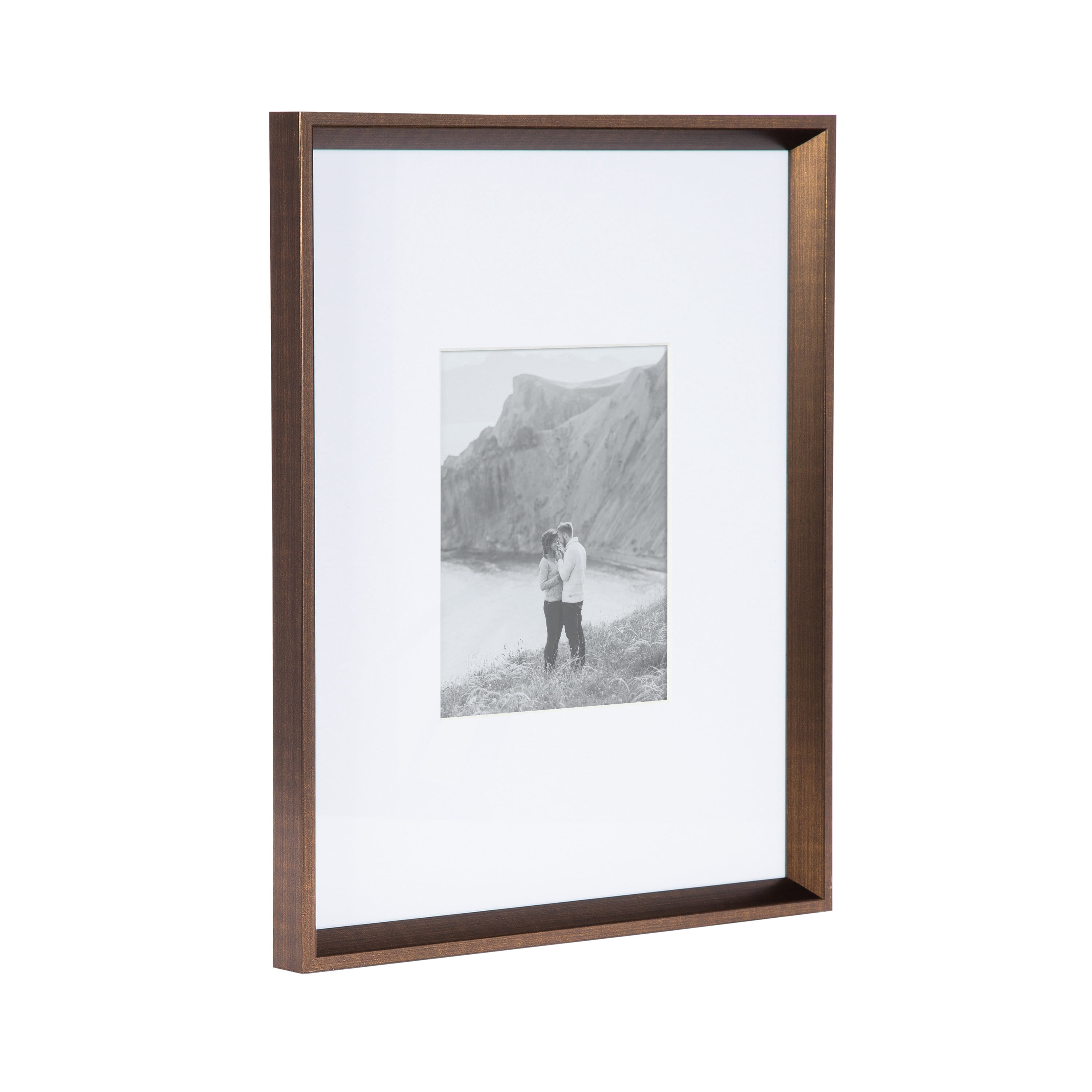 Kate and Laurel Calter Modern Wall Picture Frame Set of 3, 16x20 matted to 8x10, Bronze, Transitional Three-Piece Frame Set for Gallery Wall Frame Set in Living Room Wall Decor