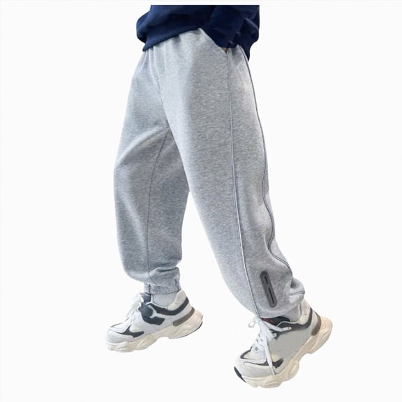 Gibobby Boys Pants Toddler Baby Boy Winter Active Jogger Pants Elastic Waist Pocket Solid Color Athletic Sweatpant 2T 3T 4T 5T 6T 7T 8T Little Boys Winter Pants(5-6 Years,Grey)
