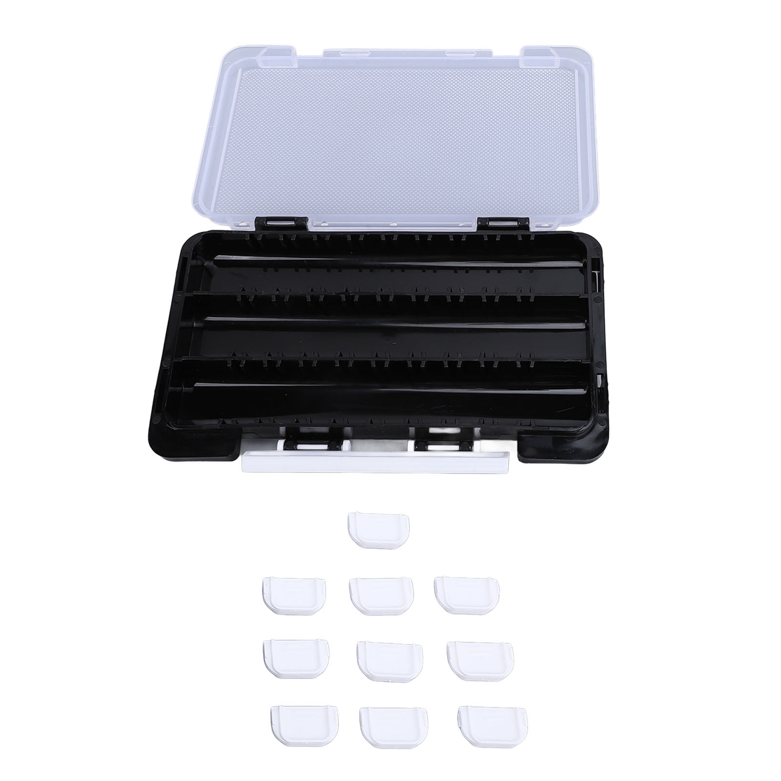 Portable Fishing Lure Box Waterproof Tackle Storage Container with 10 Dividers Black 7.08 inches / 18 cm
