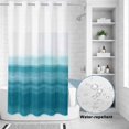 thumbnail image 2 of No Hook Shower Curtain with Built-in Rings - Teal White Washable Waterproof Fabric Bathroom Curtains for Hotel,Rentals, Stall 54 X 78 Inch , Abstract Brush Stroke, 2 of 6