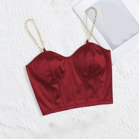 Wycnly Summer Saving Clearance Camisole for Women Womens Summer Tops Going out Sexy Silky Satin Corset Spaghetti Strap Tops Cute Solid Sleeveless Shirt Girls Sleeveless Shirt