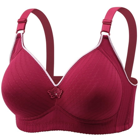 Summer Savings  Plus Size Soft Bra  Non-Magnetic Thin Cup  Breathable Underwear  Comfortable Fit  For Daily Wear  Seamless Design  Women s Lingerie  Plus Size Bras for Women | Red L  Sopatenor