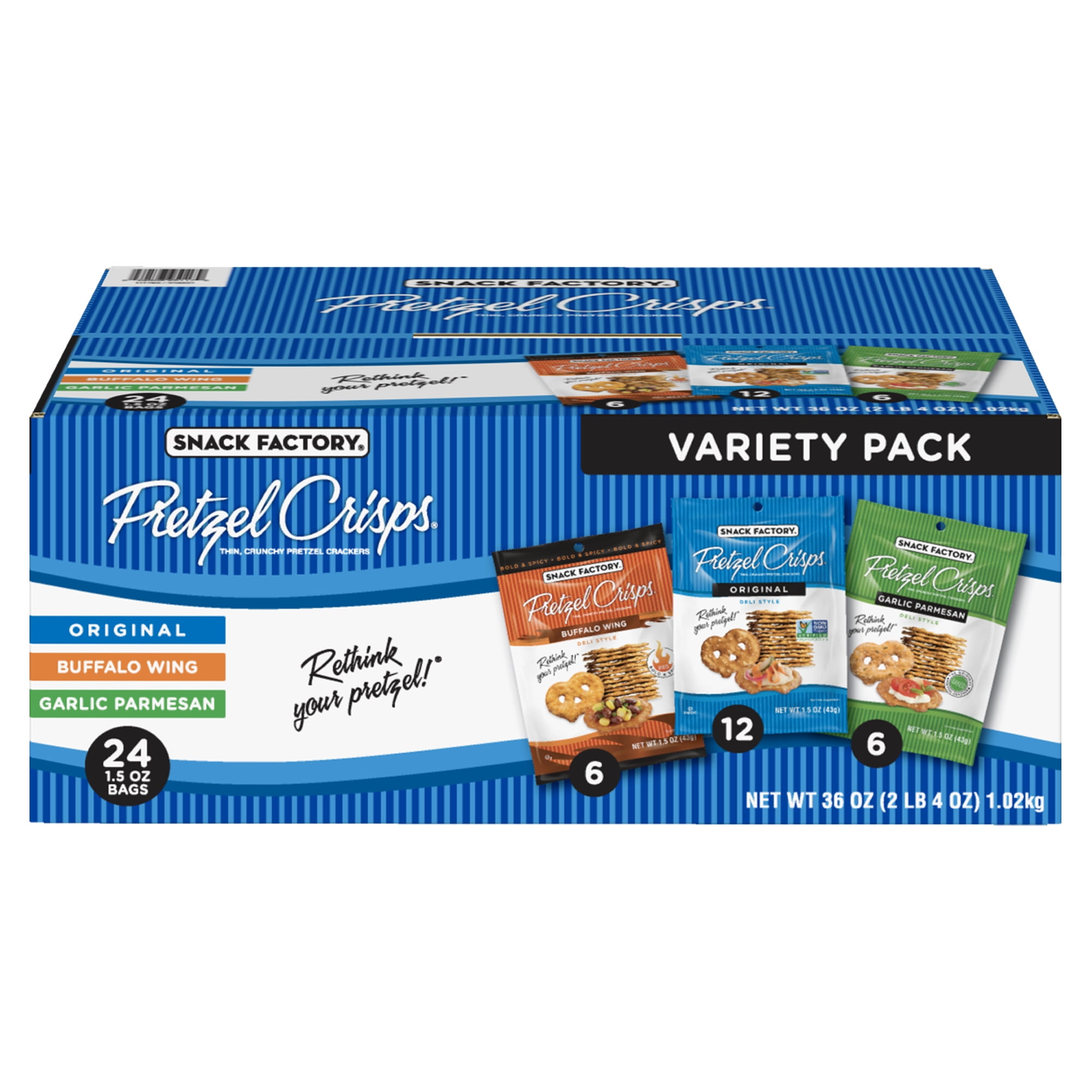 Snack Factory Pretzel Crisps Variety Pack, Individual 1.5 Oz Snack