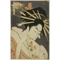 thumbnail image 2 of Ichirakutei Eisui 11x14 Black Ornate Wood Framed Double Matted Museum Art Print Titled: The Courtesan Senzan of the Chojiya, from the Series ‘Beauties of the Five Festivals (Bijin Gosek, 2 of 5