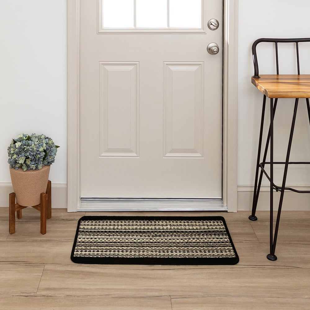Mainstays Apollo Striped Indoor Polypropylene Area Rug, Black, 17.4" x 30"