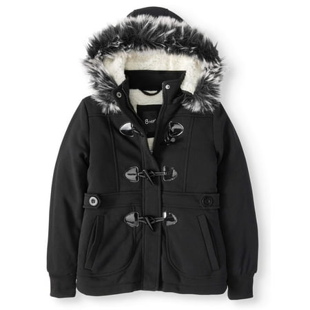 - Sherpa Lined Fleece Toggle Jacket with Removable Fur Trim Hood (Big Girls)