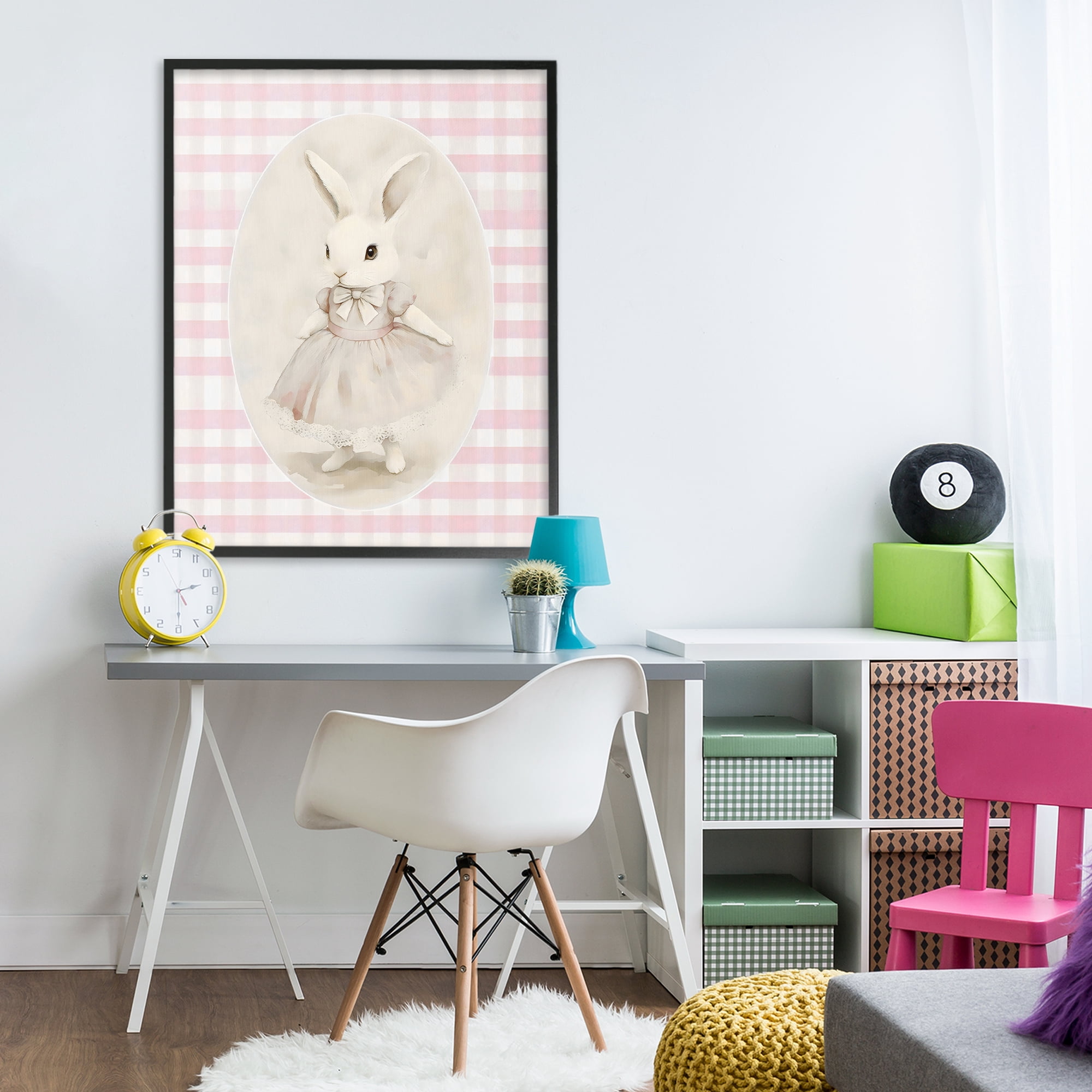 Stupell Industries Sweet Pink Girl Bunny Black Framed Giclee Art, design by Arlington Prints