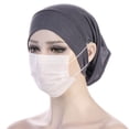 thumbnail image 4 of Solid Color Ready Bandanas Cap Accessories Hijab Caps Women's Hijab Undercap with Ear Hole Islamic Scarf Hat LIGHT KHAKI, 4 of 8