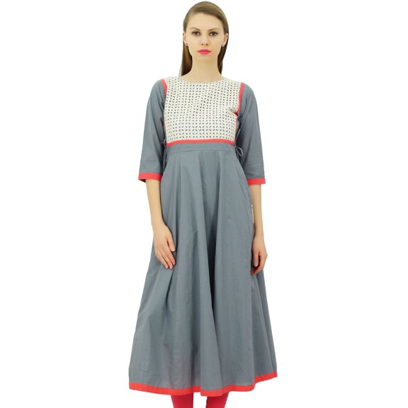 Bimba Women Designer Flared Anarkali Dress Cotton Kurta Chic Custom Kurti Long Tunic