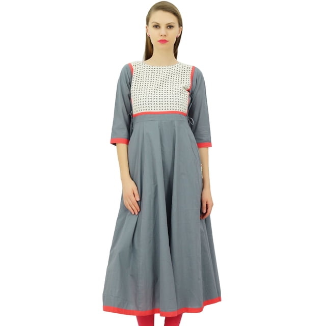 Bimba Women Designer Flared Anarkali Dress Cotton Kurta Chic Custom Kurti Long Tunic