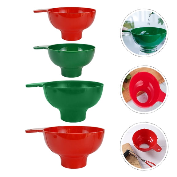COMPUKAS 4-Piece Green Canning Jar Funnel Set to Minimize Spills - Essential Kitchen Tool for Easy Filling