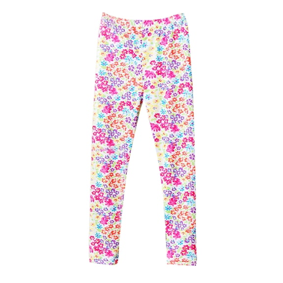 Kiijoy Kids Girls Floral Leggings Fit Stretch Pants Casual Soft Tights, Sizes 6-7