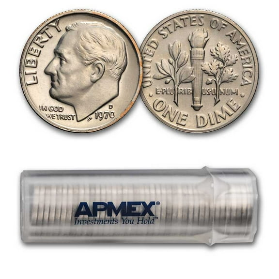 1970-D Roosevelt Dime 50-Coin Roll BU