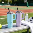 thumbnail image 6 of AQUAPHILE Insulated Tumbler with Leak-proof Lid and Straw, 30 oz Insulated Stainless Steel Coffee Mug with Handle, Travel Coffee Mug，Light Blue, 6 of 8