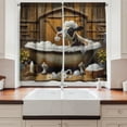 thumbnail image 3 of Ambesonne Rustic Kitchen Curtains, Cow in Bubbly Bathtub Barn, 55"x24", Caramel Yellow and Brown, 3 of 3