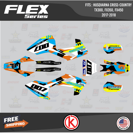 Kalair GFX Graphics Kit for Husqvarna TX300 FX350 and FX450 (2017-2018) Flex Series Kalair GFX Graphics Kit for Husqvarna TX300 FX350 and FX450 (2017-2018) Flex Series