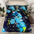 thumbnail image 2 of Homewish Dirt Bike Full Size Sheets 4-Piece for Boys Girls,Extreme Sport Breathable Bed Sheets,Graffiti Splash Lightweight Sheet Sets,Ultra Soft Home Decor, 2 of 7