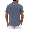 thumbnail image 4 of LTTVQM Men's Linen Short Sleeve Shirts 2026 Cotton Casual Lightweight Button Down Shirt Beach Vacation Summer Spring Tops with Pocket Navy 2XL, 4 of 7