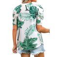 thumbnail image 6 of Nlife Women Puff Sleeve Floral Hawaiian Shirt V Neck Casual Tropical T-Shirt, 6 of 7