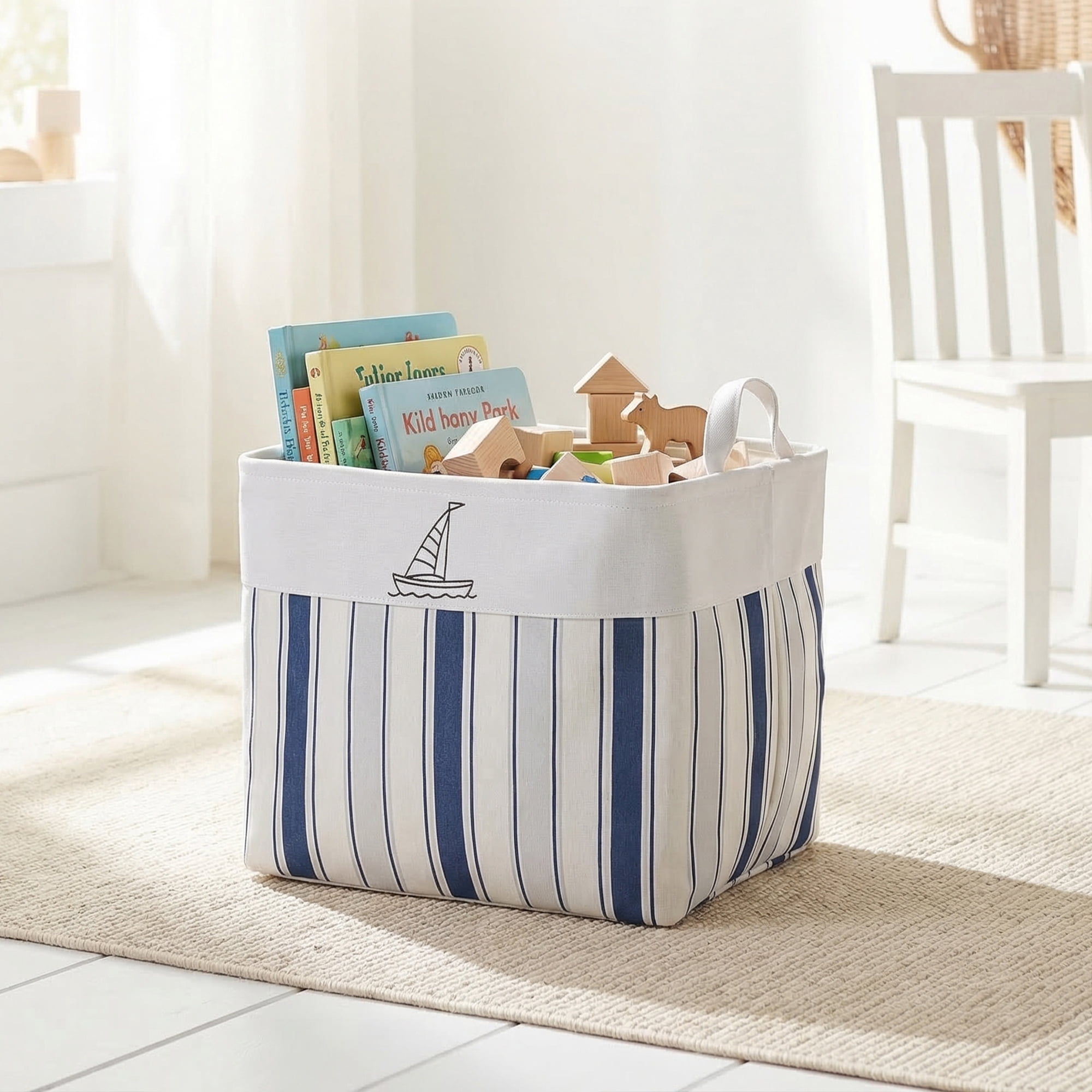 Unique Bargains 1pc Fabric Storage Bin Drawstring Storage Basket White 19.7*15.7*19.7in