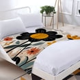 thumbnail image 3 of Stylish Floral Flannel Blanket - Durable Soft & Warm Featuring Whimsical Black Flower Design with Vibrant Orange Yellow & Red Accents, 3 of 7