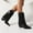 Black, variant on Jsaierl Cowboy Boots for Women - Cowgirl Western Mid Calf Boots, Pointed Toe Retro Chunky Heel Slip On Fashion Classic Short Boots Pull On for Ladies Summer Fall
